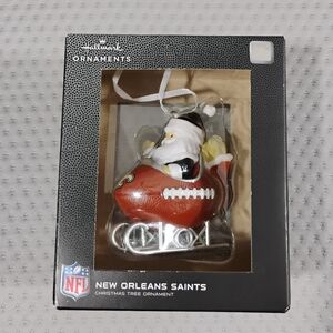 New Orleans Saints Hallmark Ornament Santa on Football Sled NFL 2022 *NEW*